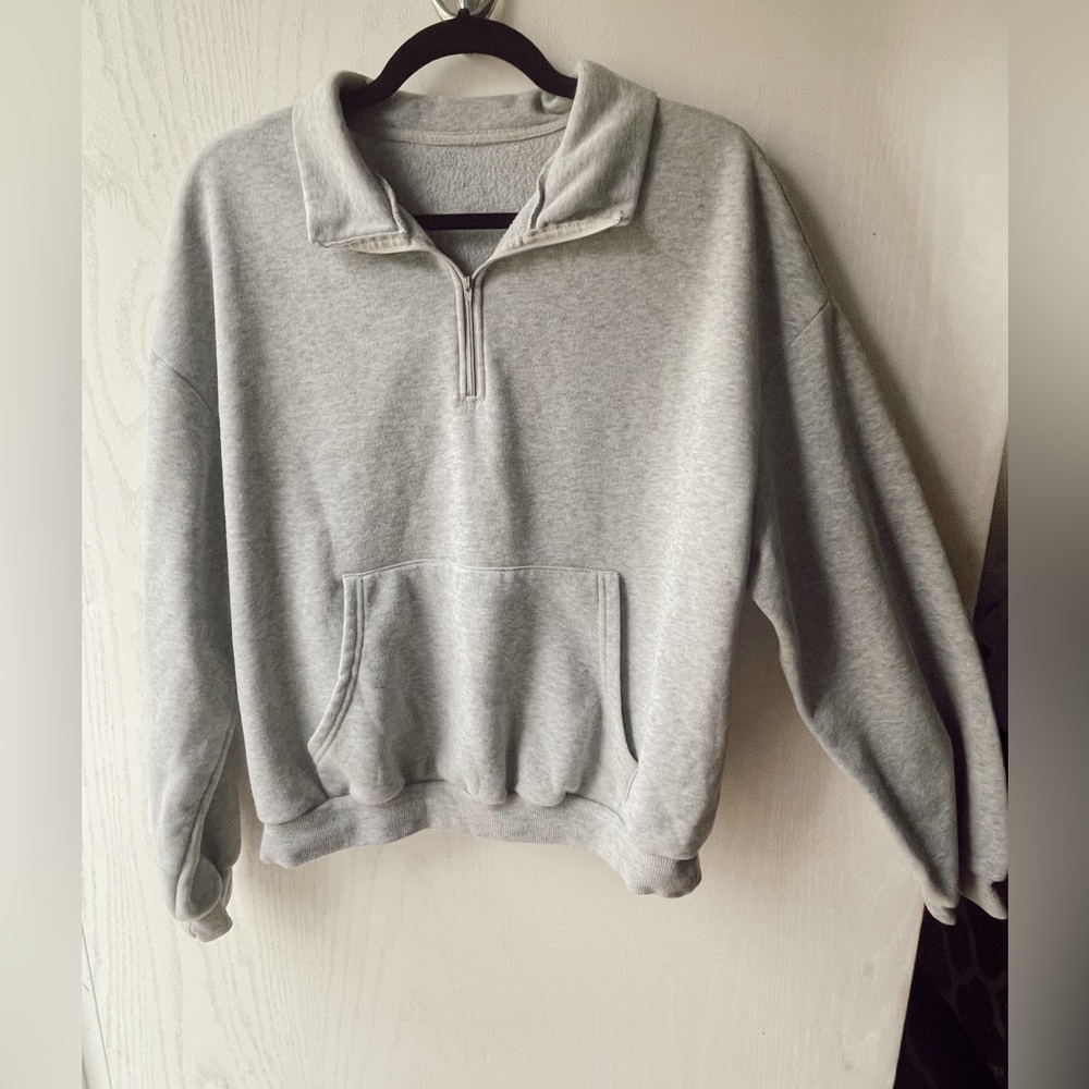 Grey fleece jacket, crop, SHEIN